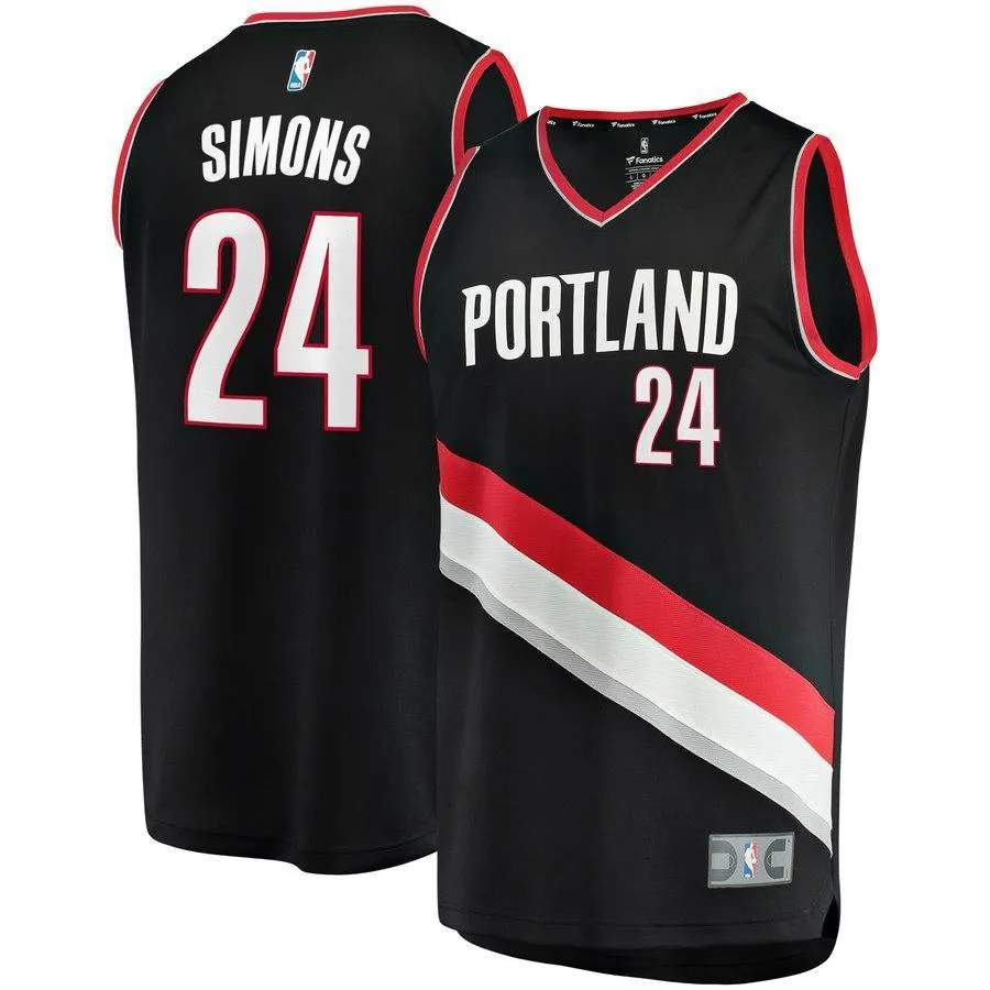 24 - Anfernee Simons Portland Trail Blazers 2018 NBA Draft First Round Pick Fast Break Jersey – Icon Edition - Icon Edition - Black