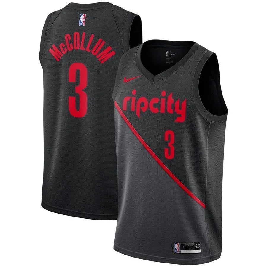 3- C.J. McCollum Portland Trail Blazers City Edition Swingman Jersey - Black