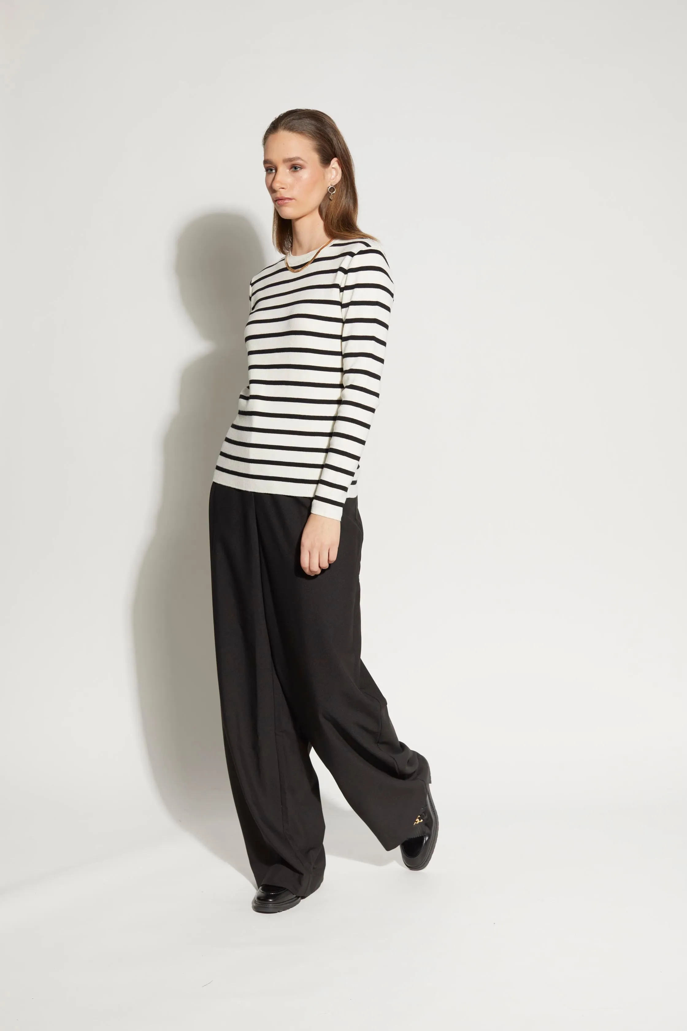 3062L - Mime Sweater - White/Black Stripe
