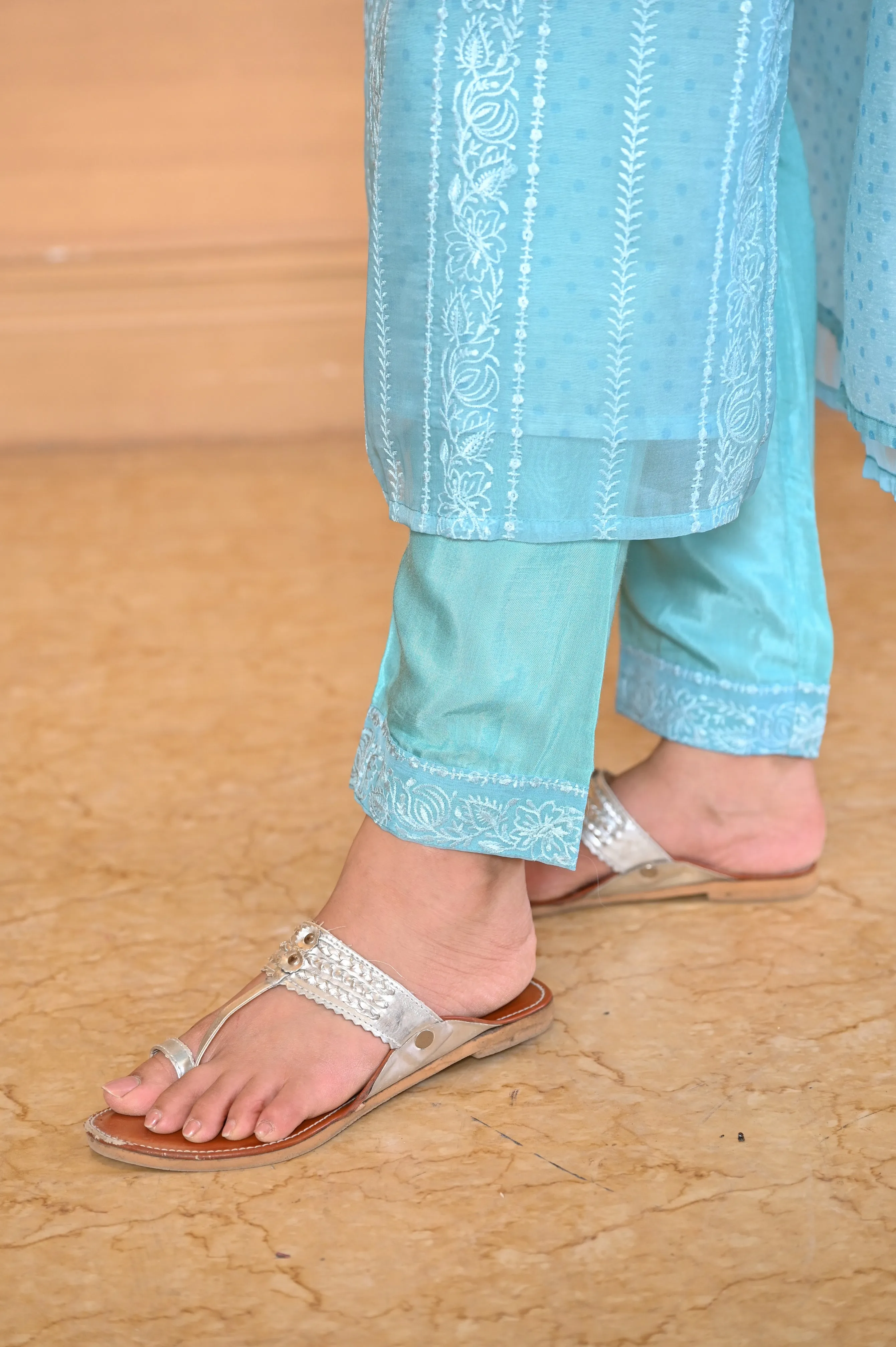 Aaina Organza Suit Set (Sea Green)