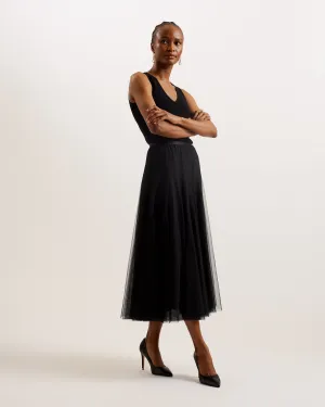Akarii Midi Length Skirt With Insert Black