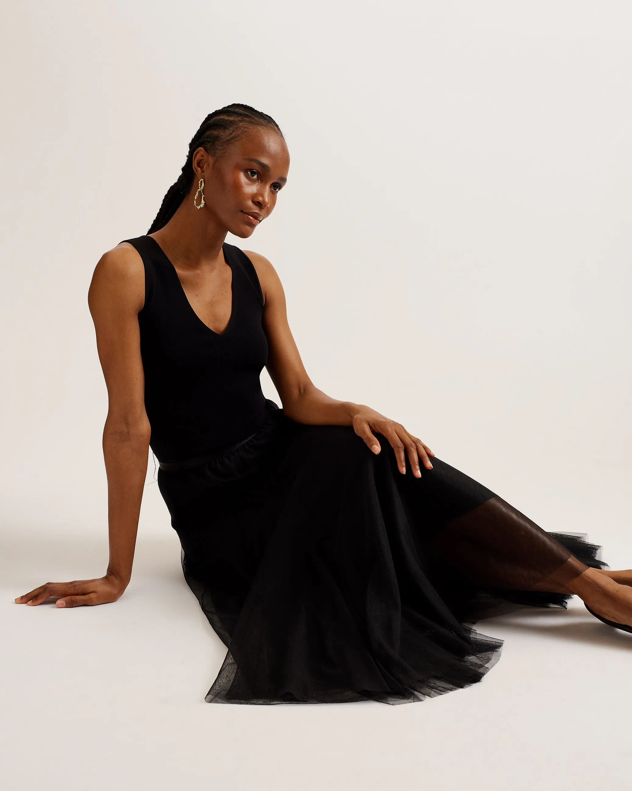 Akarii Midi Length Skirt With Insert Black