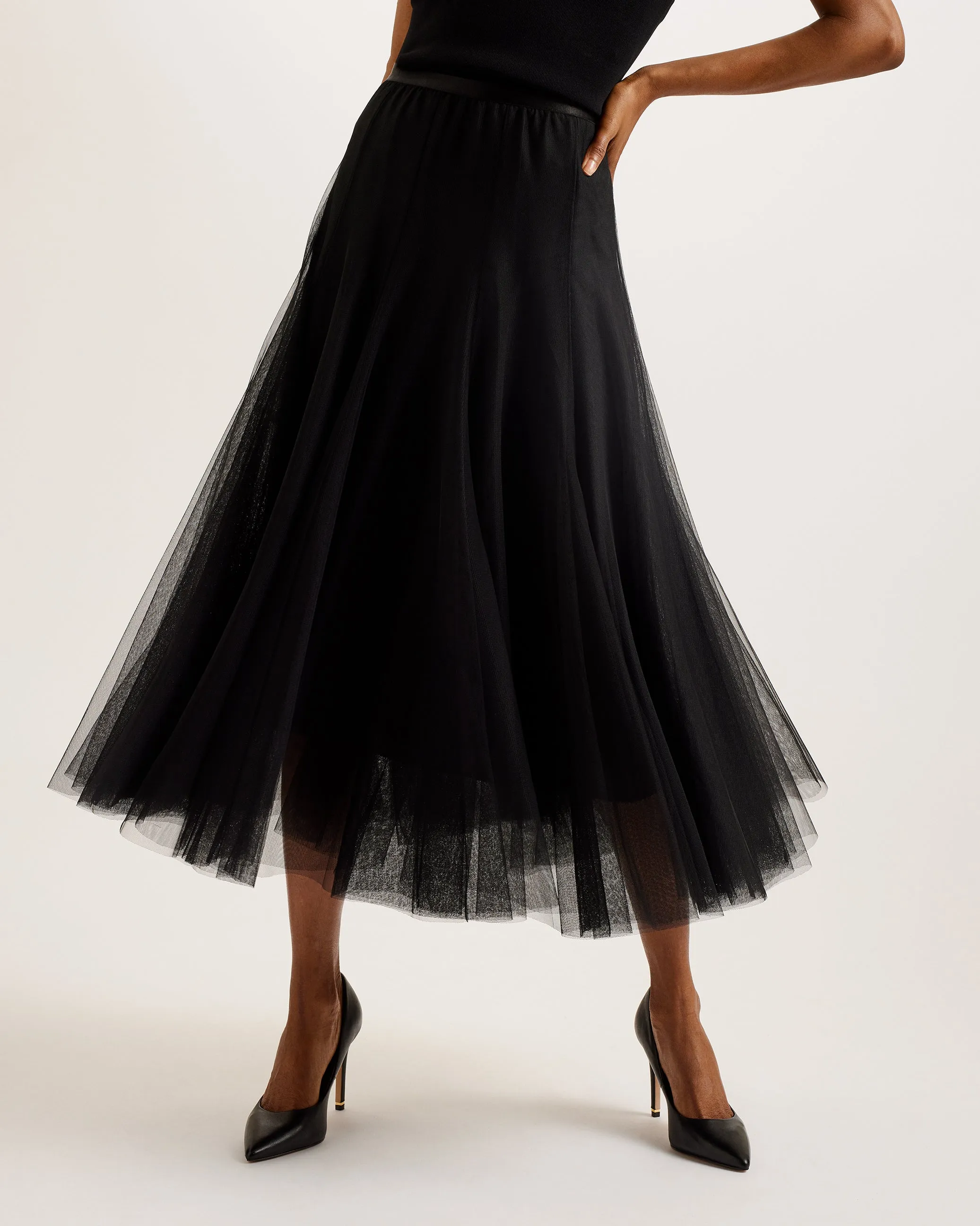 Akarii Midi Length Skirt With Insert Black