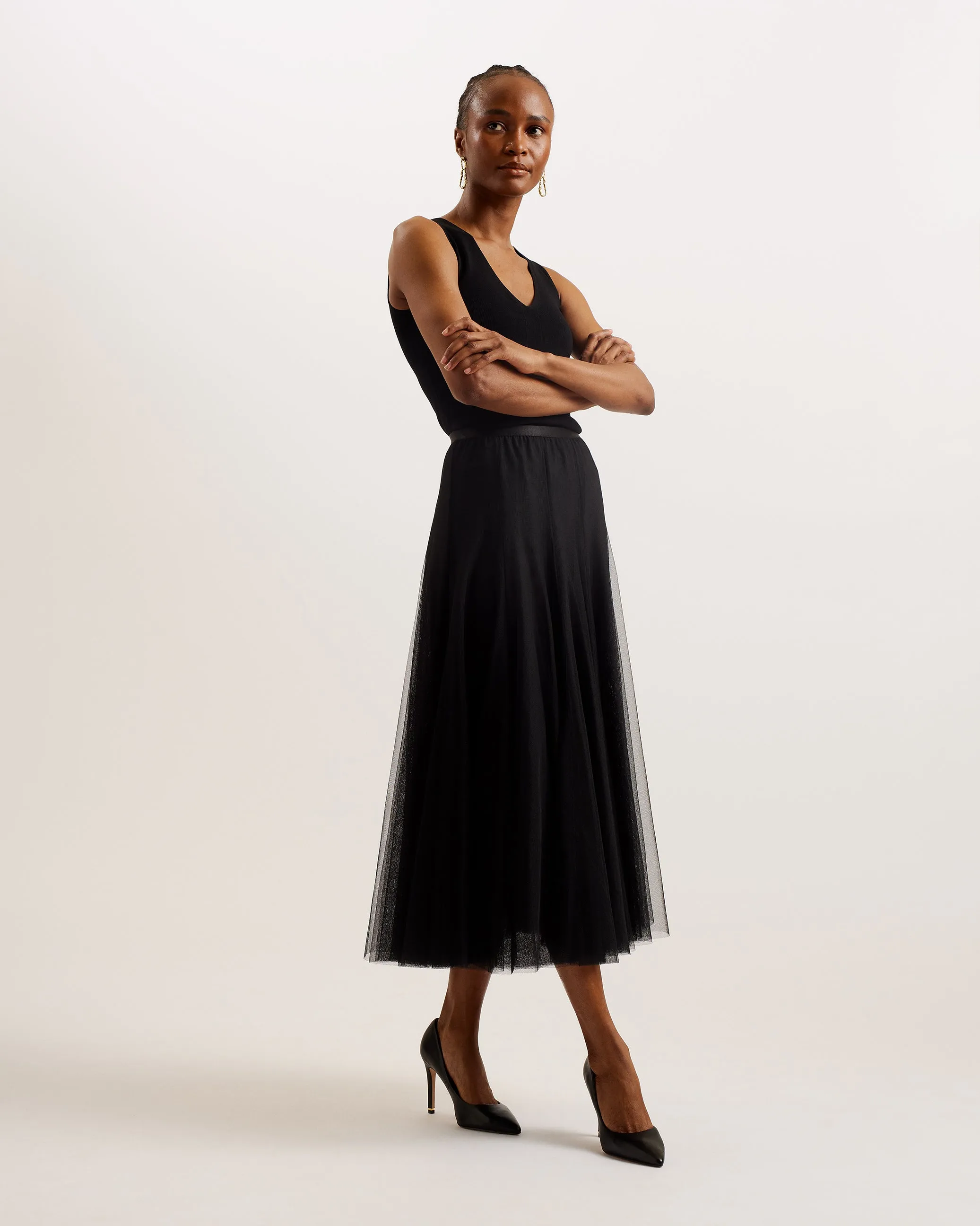 Akarii Midi Length Skirt With Insert Black