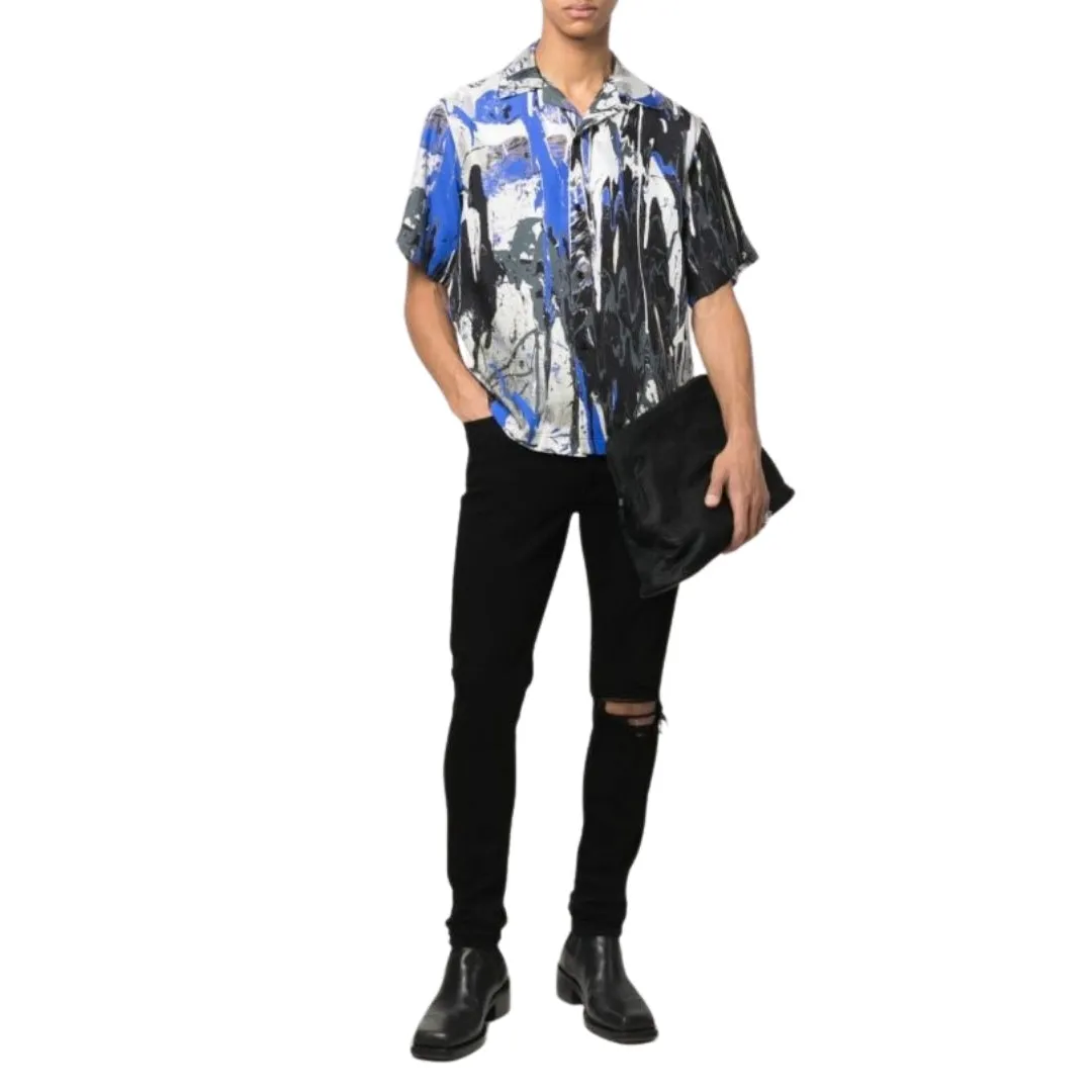 Amiri Slim Fit Broken Ripped Black Denim Jeans