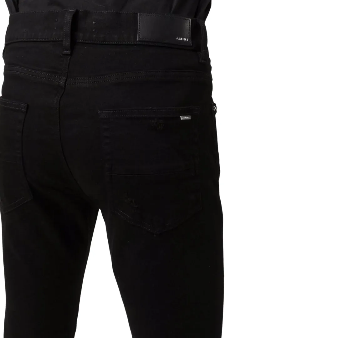 Amiri Slim Fit Broken Ripped Black Denim Jeans