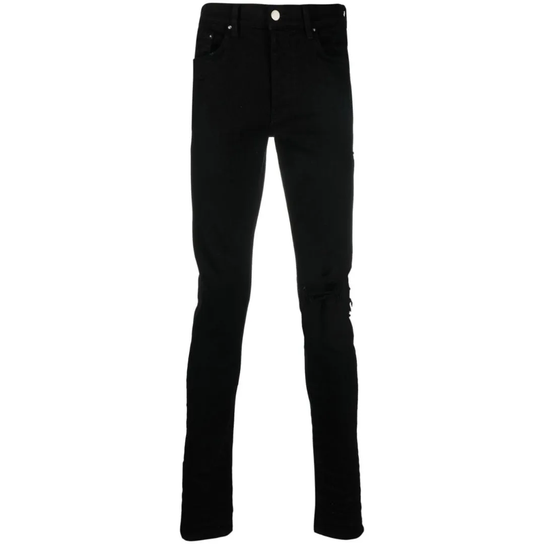 Amiri Slim Fit Broken Ripped Black Denim Jeans