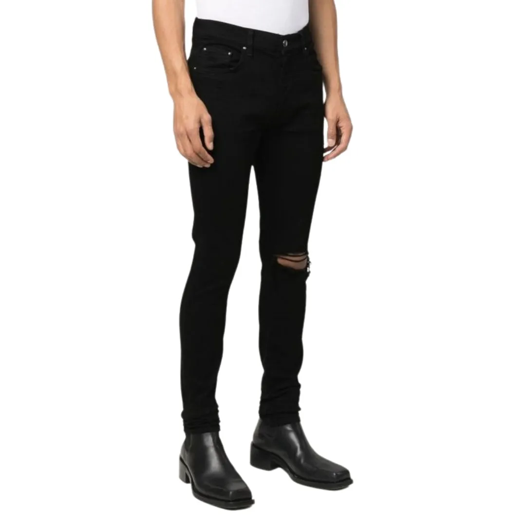 Amiri Slim Fit Broken Ripped Black Denim Jeans