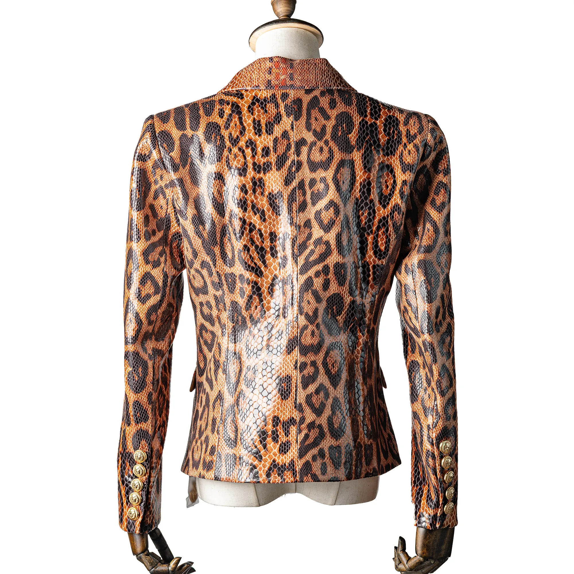 Animal Print Faux Leather Blazer