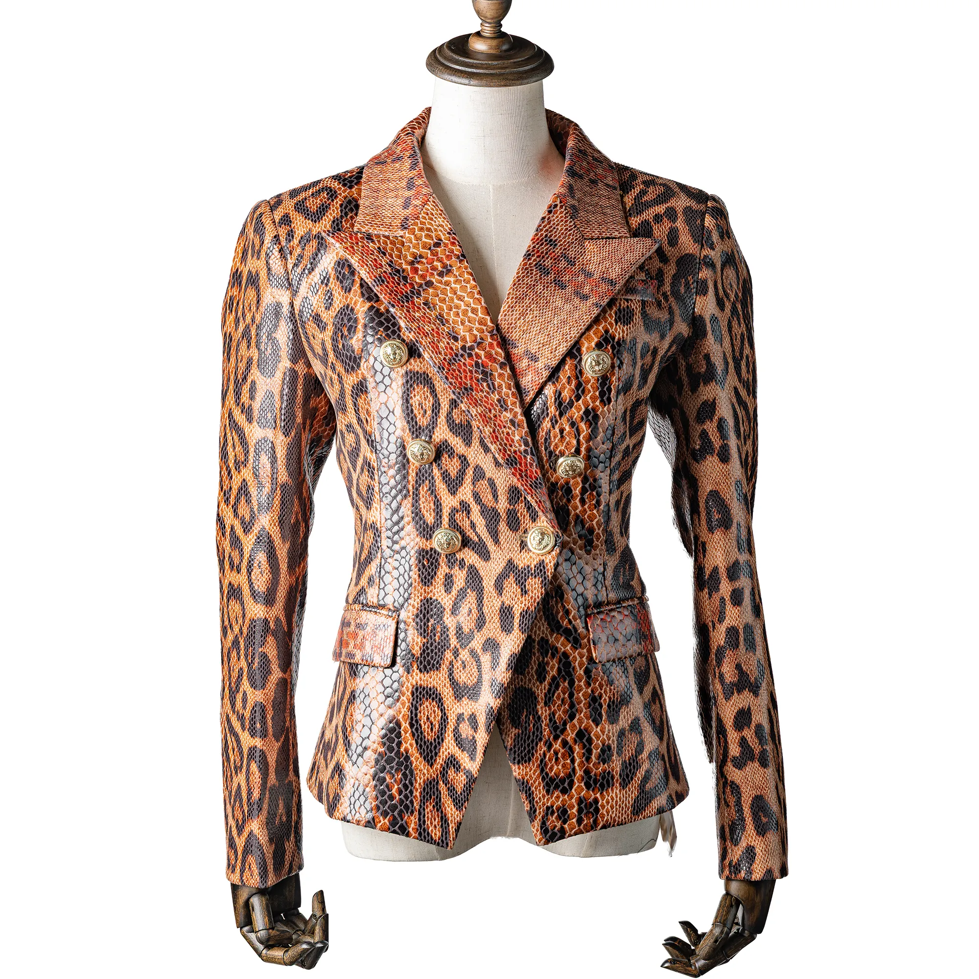 Animal Print Faux Leather Blazer
