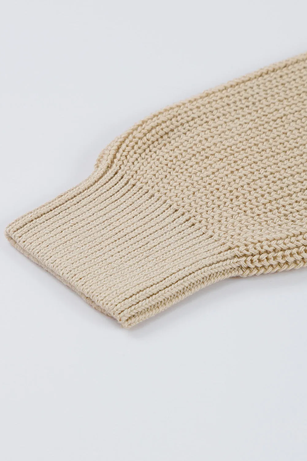 Apricot Cable Ribbed Mix Pattern Knit Puff Sleeve Sweater