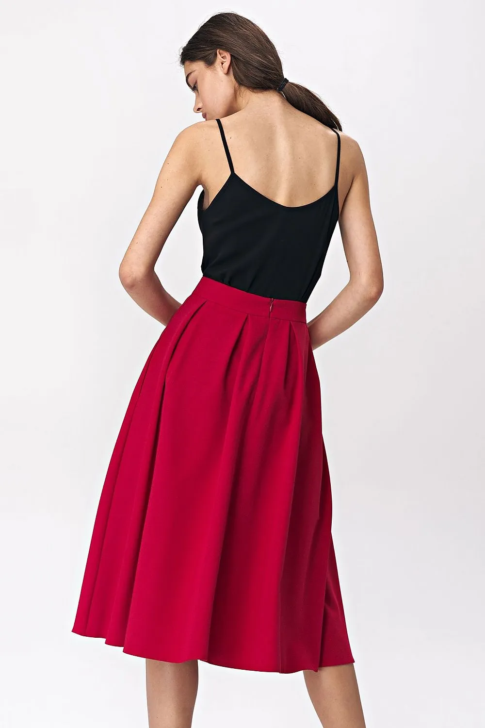 Asymmetric Draped Midi Skirt