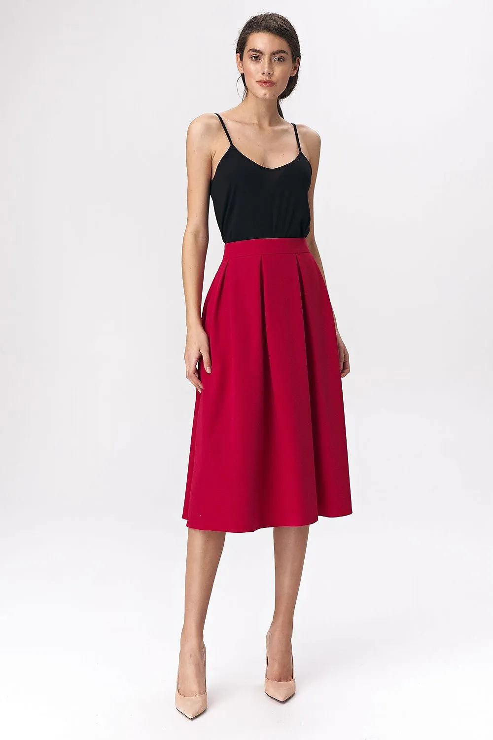 Asymmetric Draped Midi Skirt