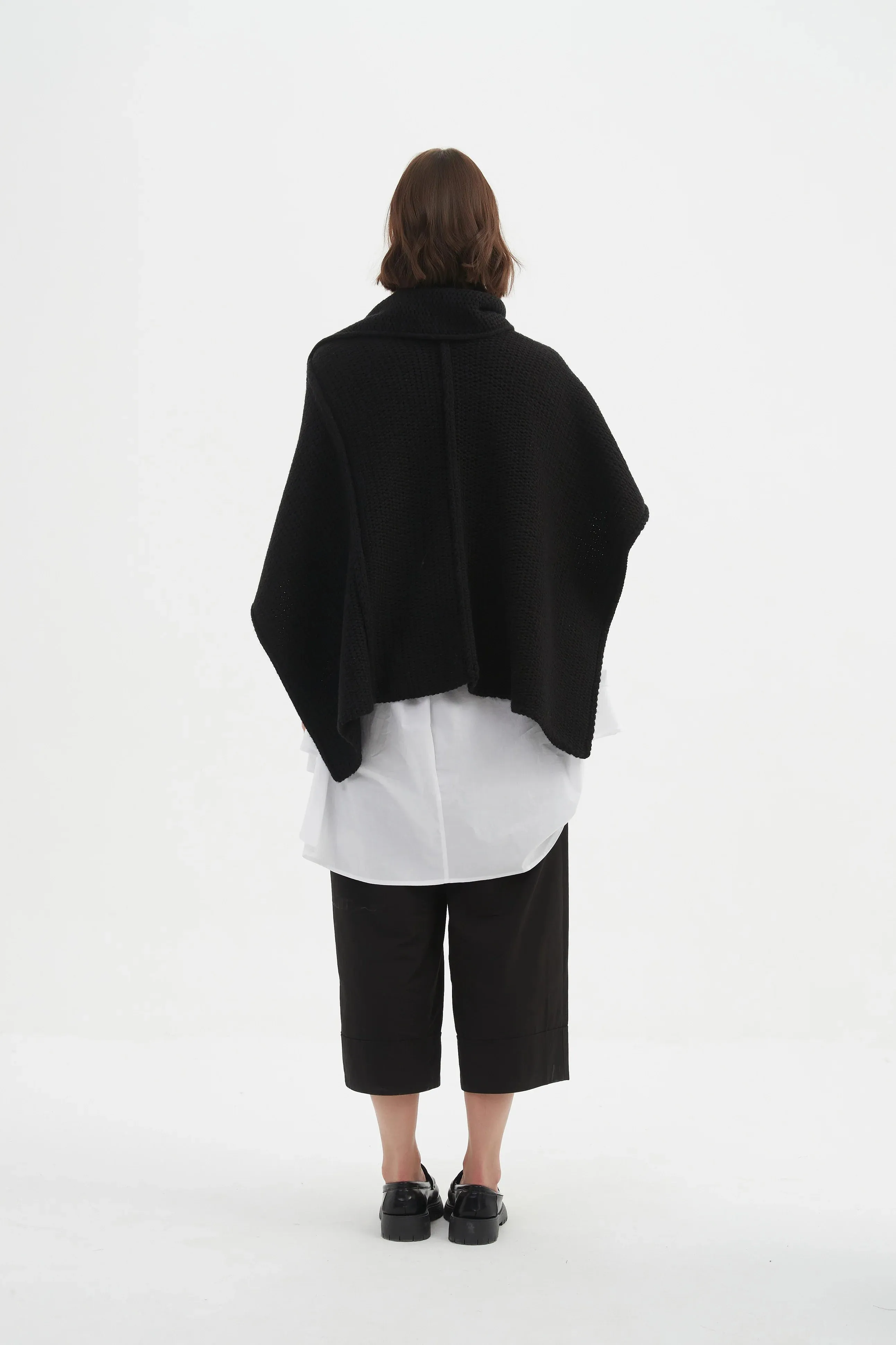 Asymmetric Wrap Knit - Black