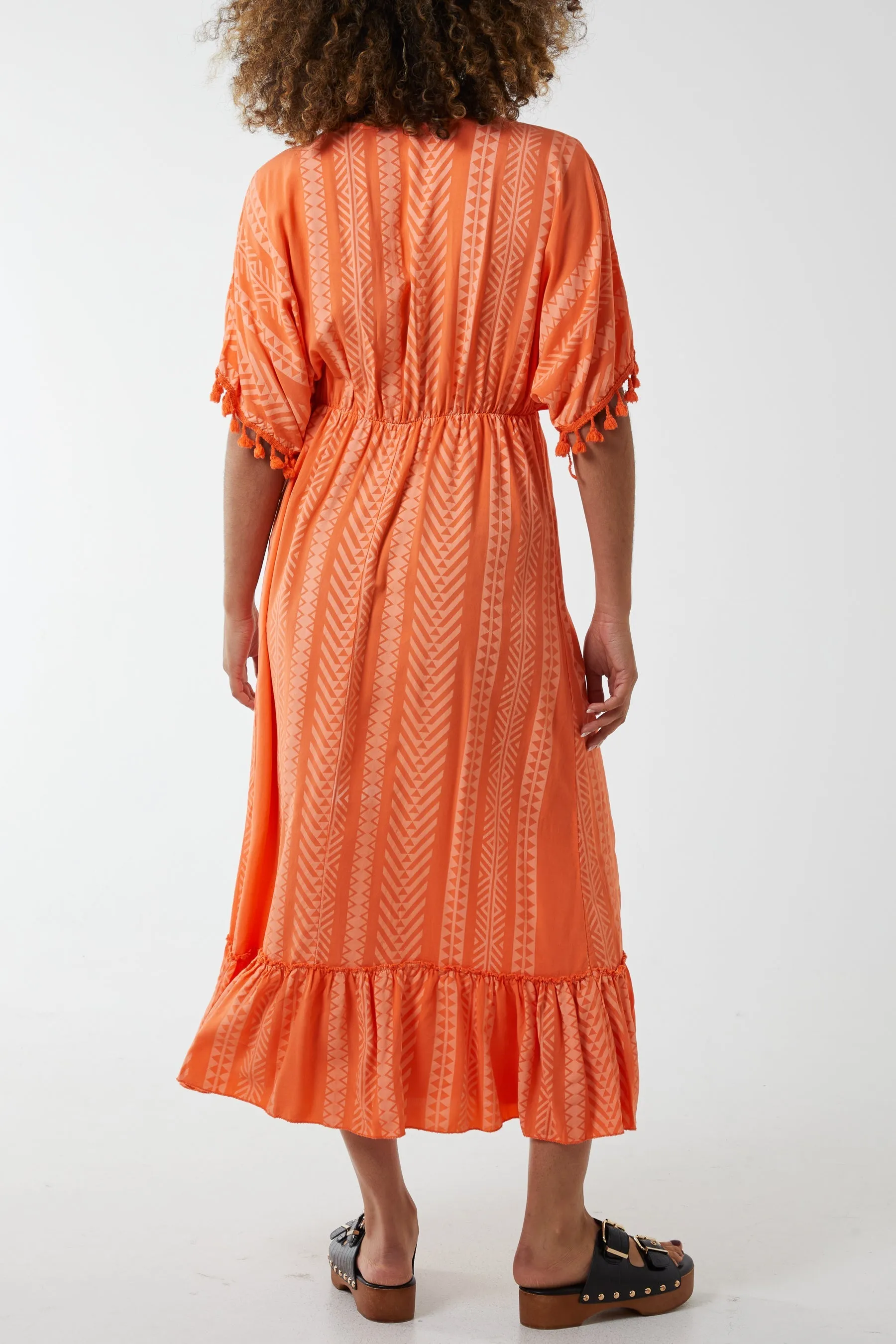 Aztec Print Tassel Midi Dress
