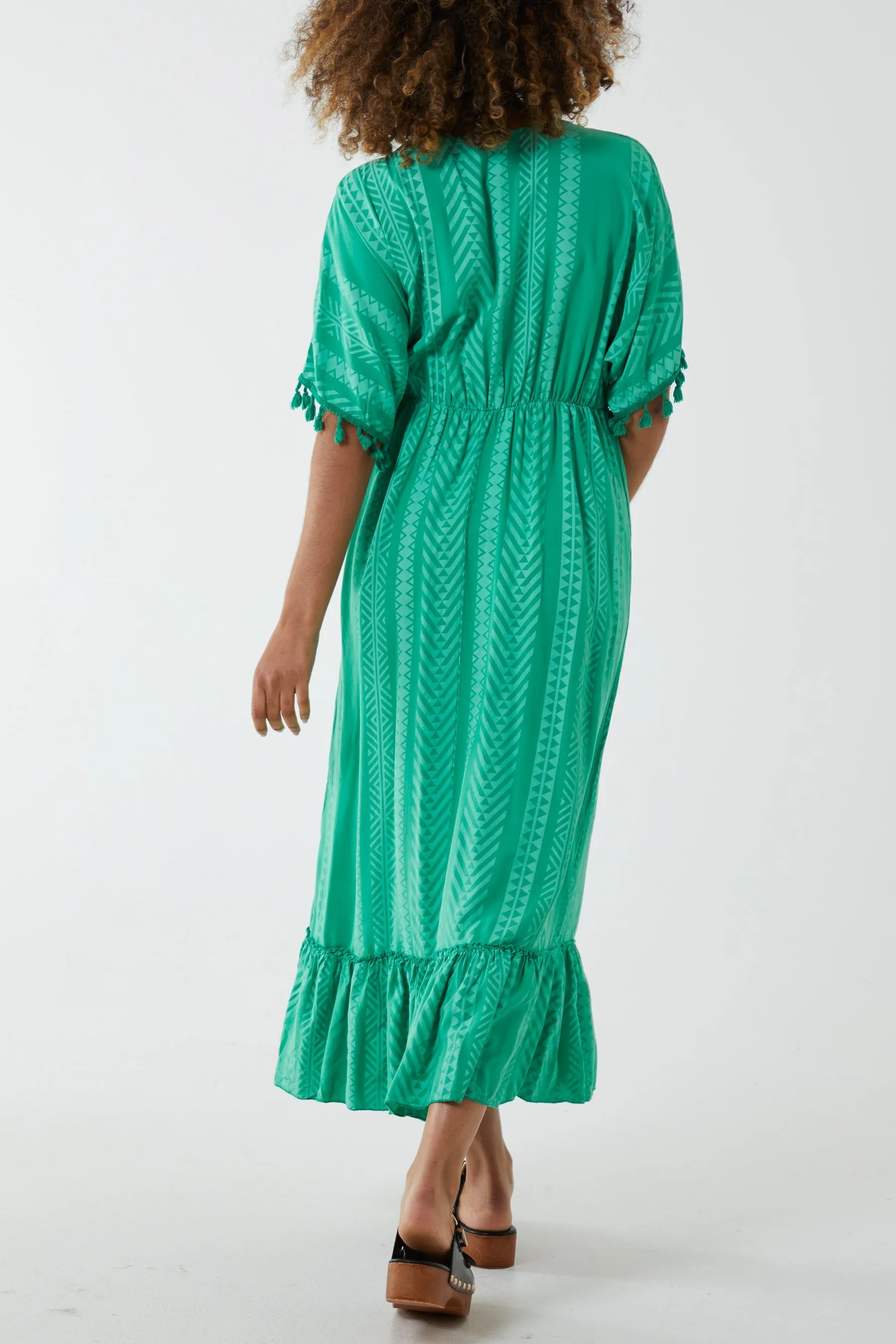 Aztec Print Tassel Midi Dress