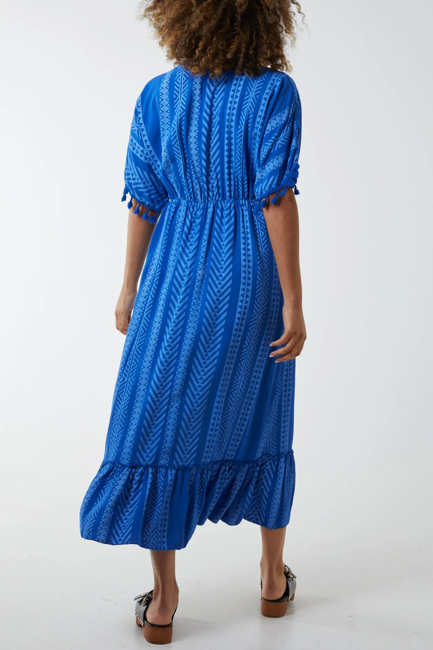 Aztec Print Tassel Midi Dress