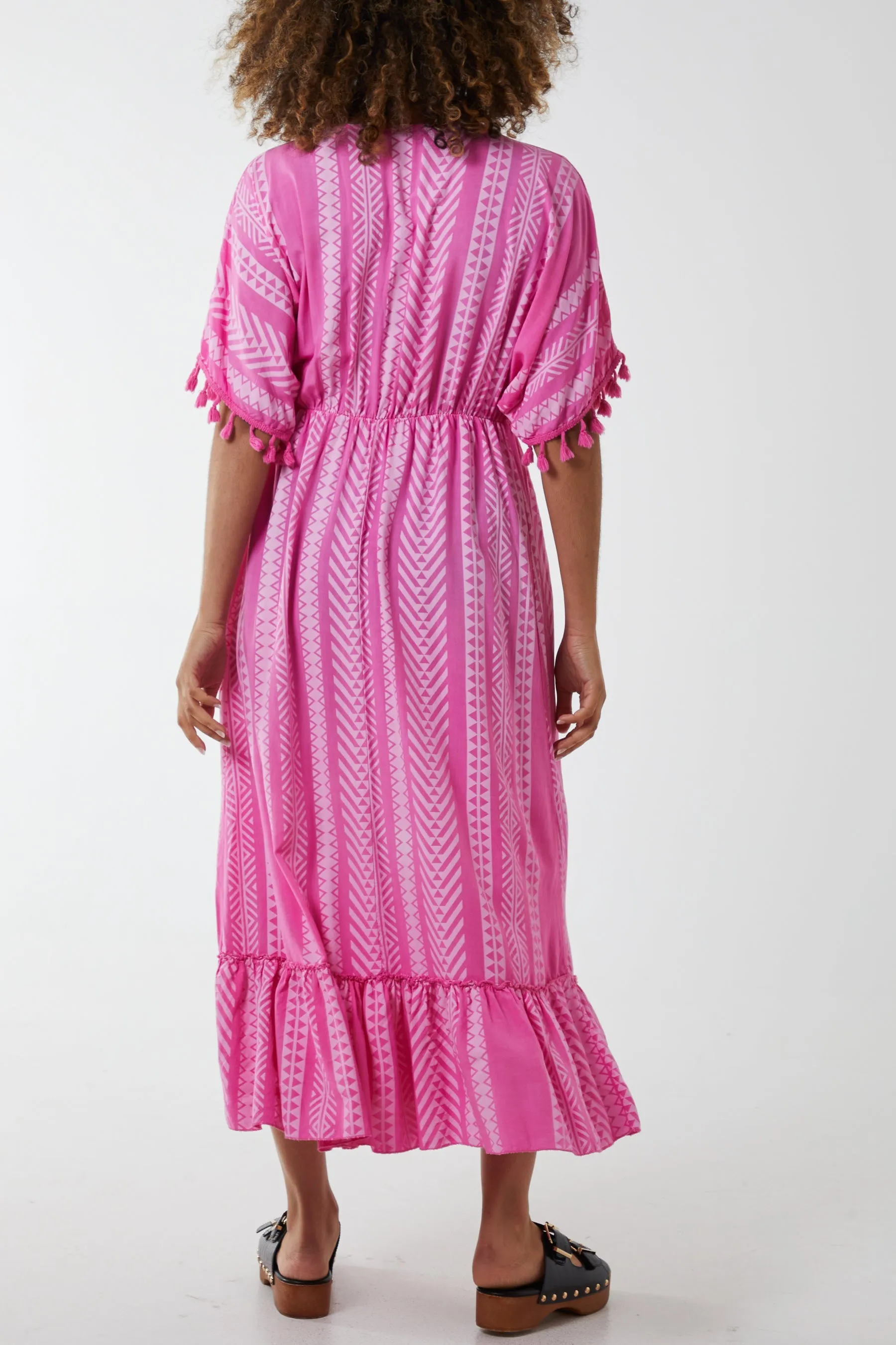 Aztec Print Tassel Midi Dress