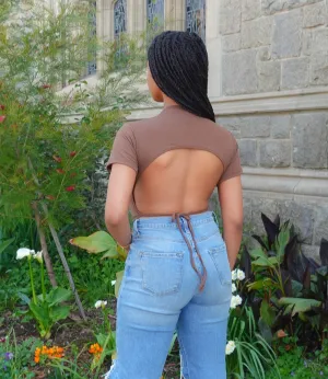 Backing Out Ribbed Top(Brown)