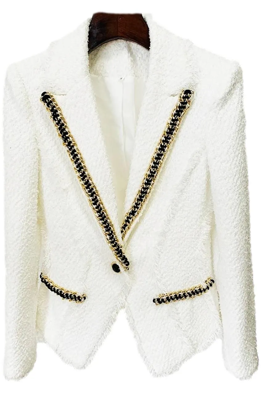 Bali Chain Trim Tweed Blazer