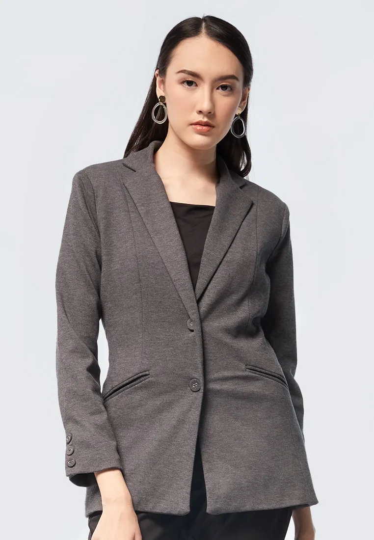 Basic Long Blazer with Lapel