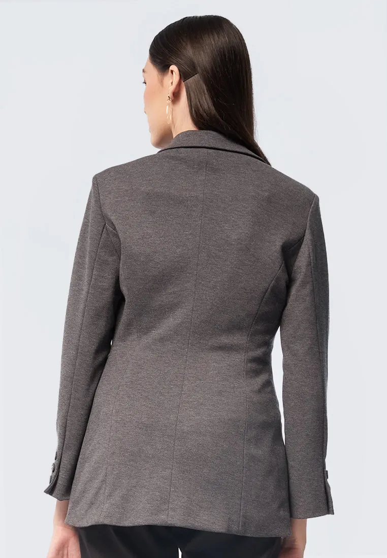 Basic Long Blazer with Lapel