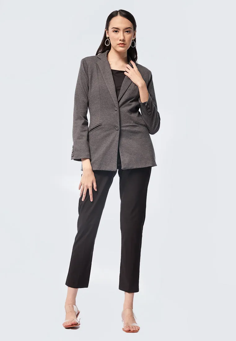 Basic Long Blazer with Lapel