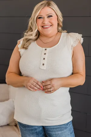 Beaming Beauty Ribbed Knit Top- Cream