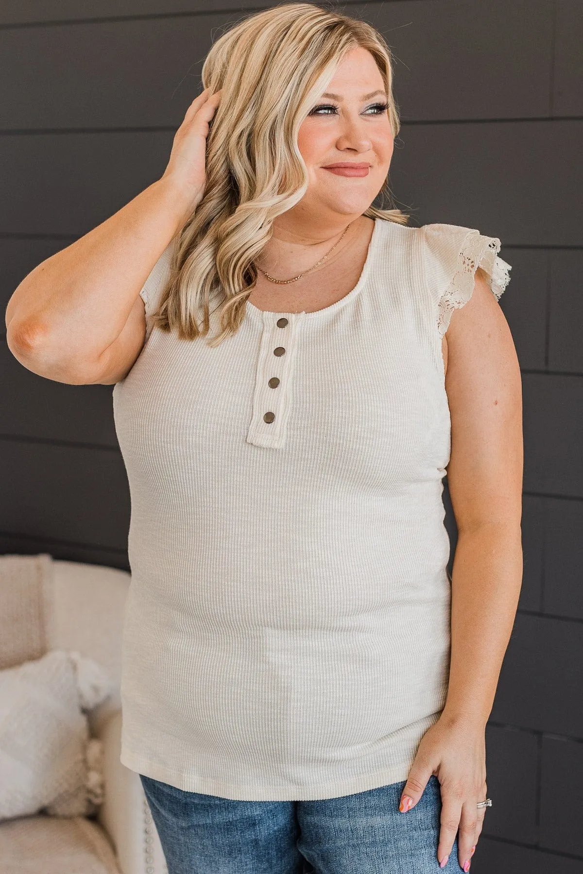 Beaming Beauty Ribbed Knit Top- Cream