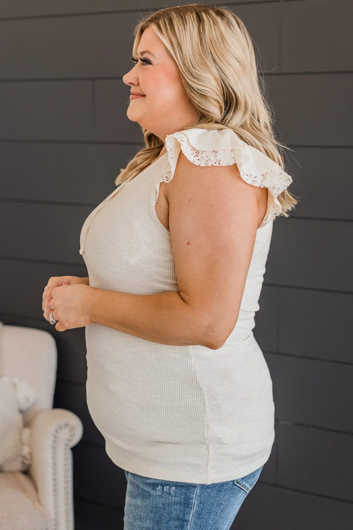 Beaming Beauty Ribbed Knit Top- Cream