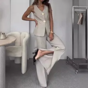 BELLE - VINTAGE BUTTONED VEST AND PANTS SET