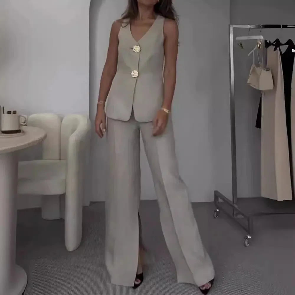 BELLE - VINTAGE BUTTONED VEST AND PANTS SET