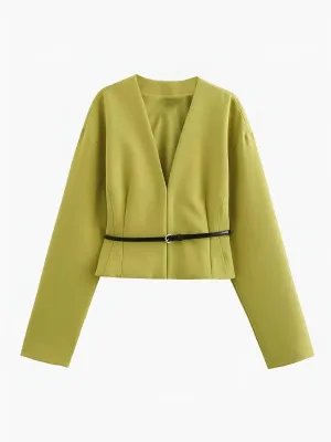 Belted Cropped Blazer