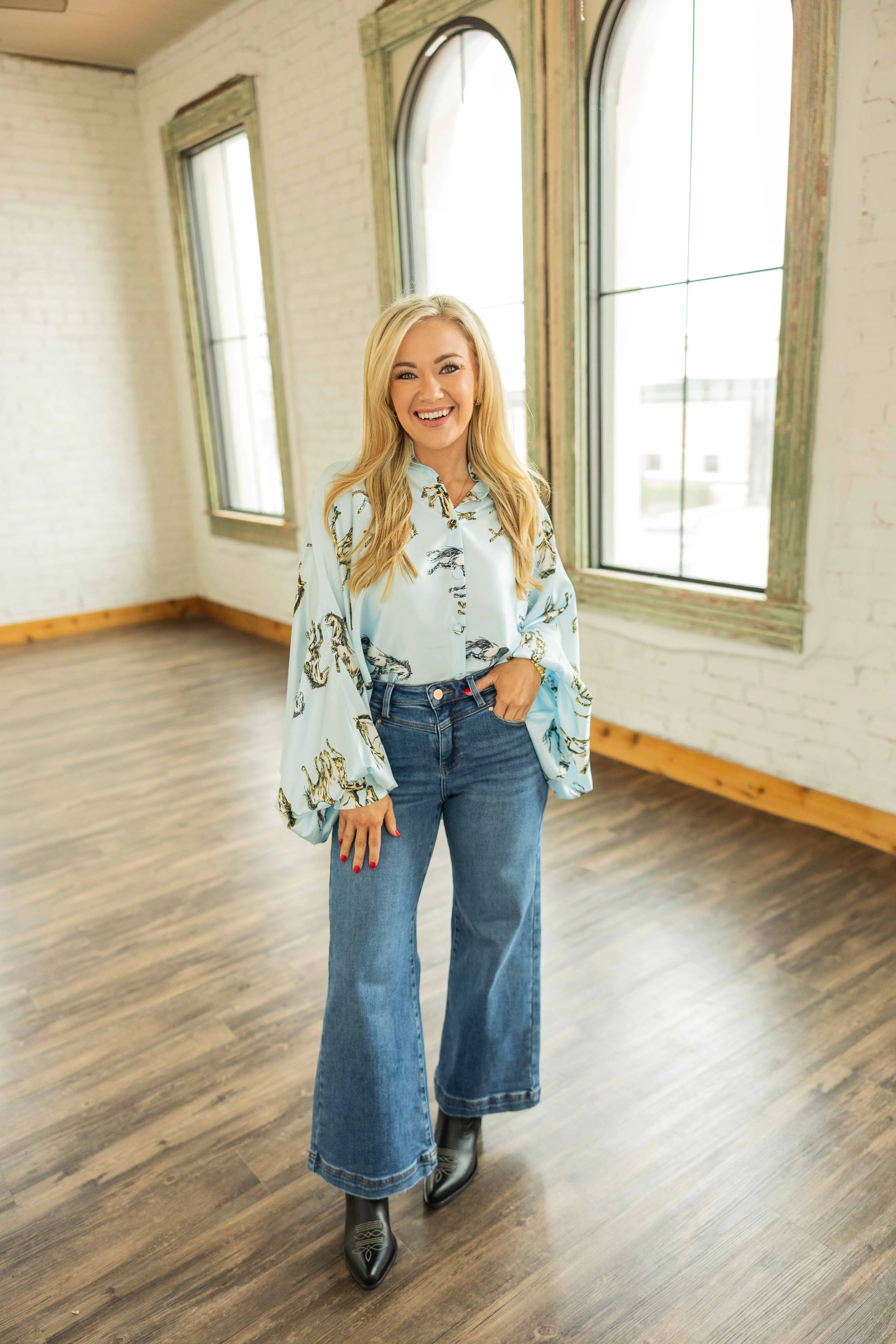 [BEULAH STYLE] WILD HORSES SATIN TOP
