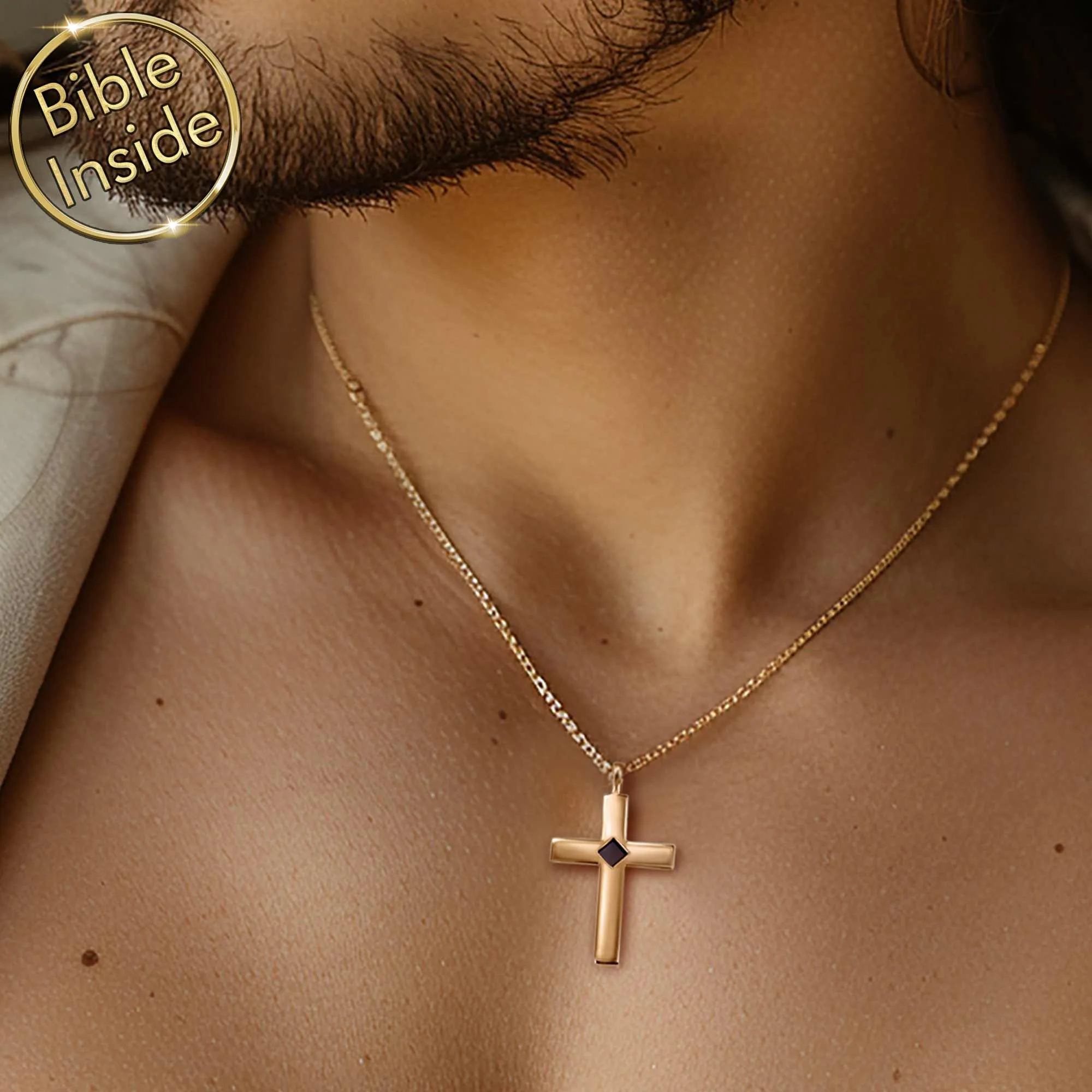 Biblical Gift For Men: Nano Bible Cross - Enduring Faith Necklace