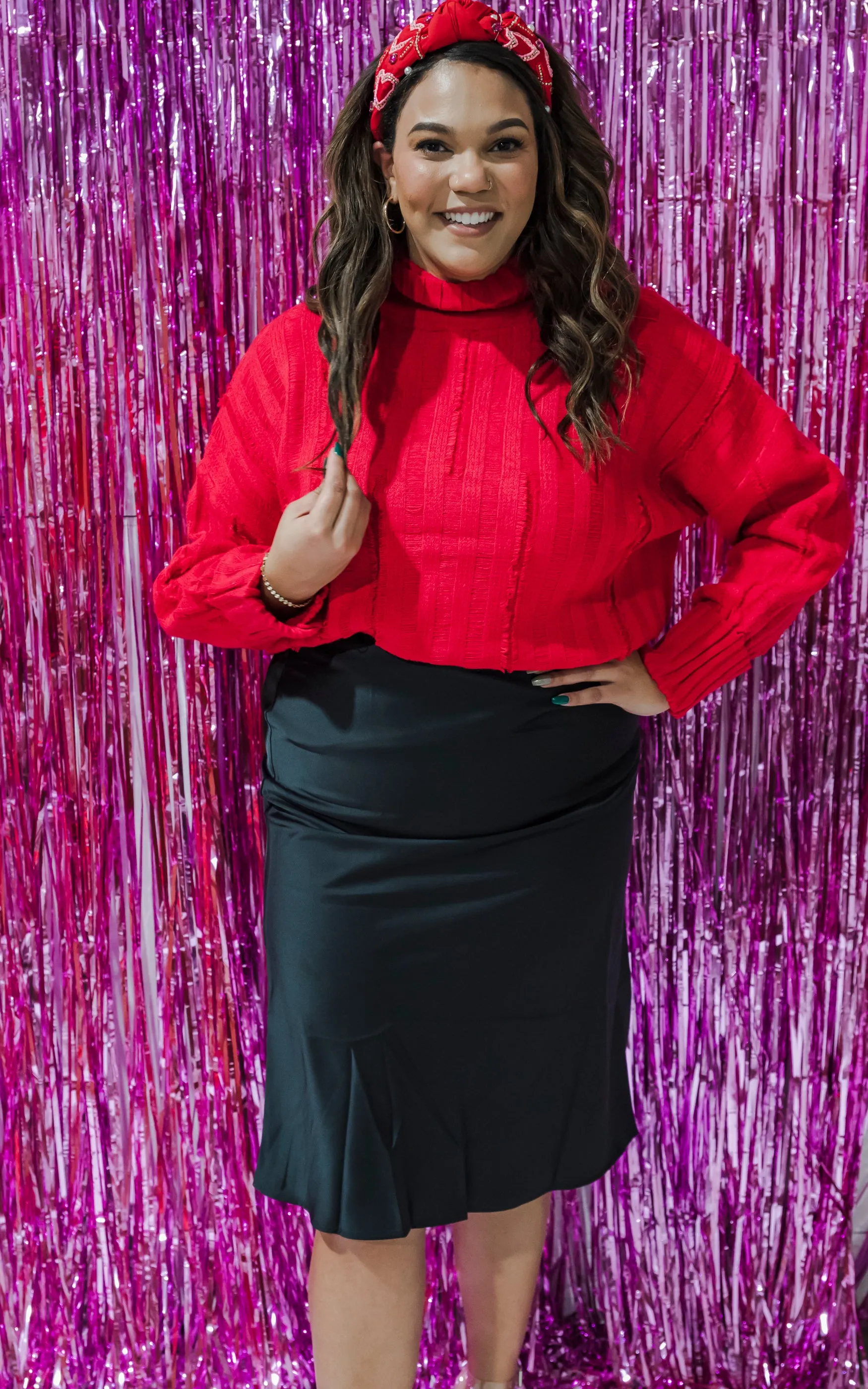 Black Satin Midi Skirt - Final Sale
