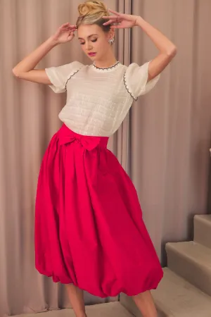 Bow Bubble Hem Midi Skirt