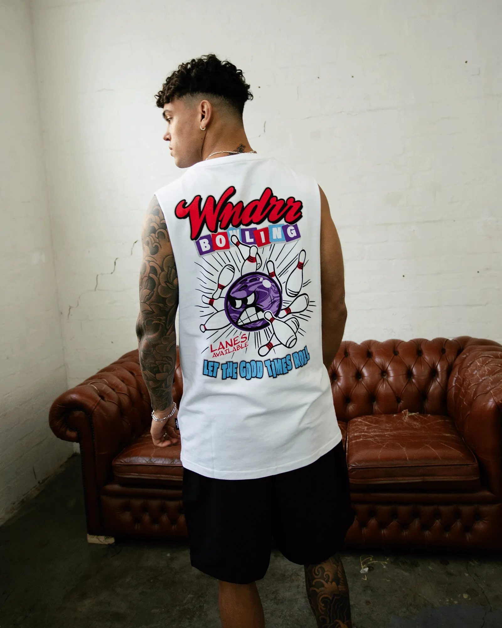 BOWLING MUSCLE TOP - WHITE