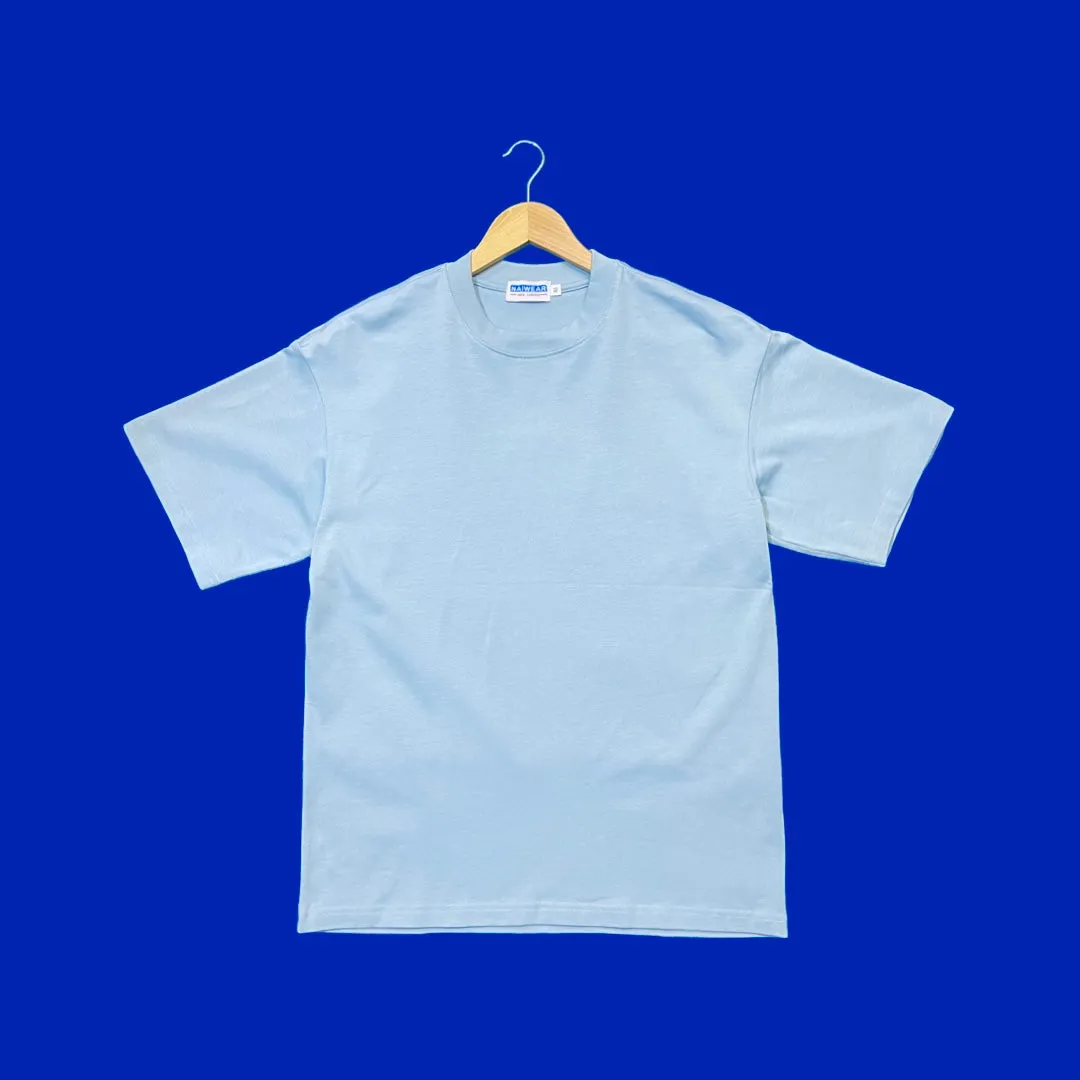 Boxy Crewneck T-Shirt- Azure Blue