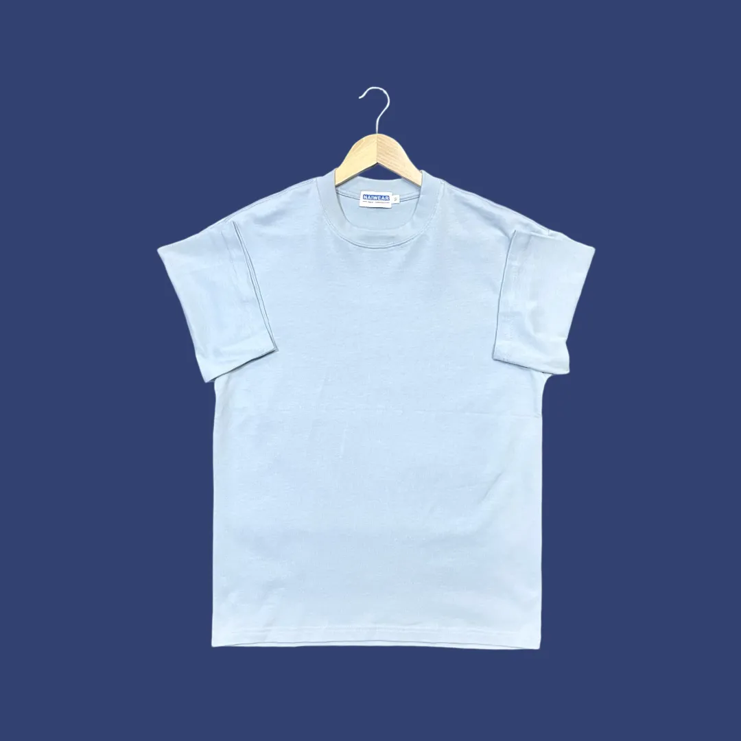 Boxy Crewneck T-Shirt- Azure Blue