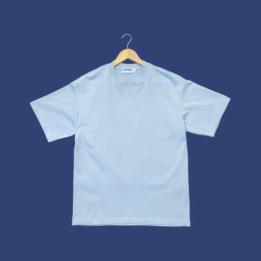 Boxy Crewneck T-Shirt- Azure Blue