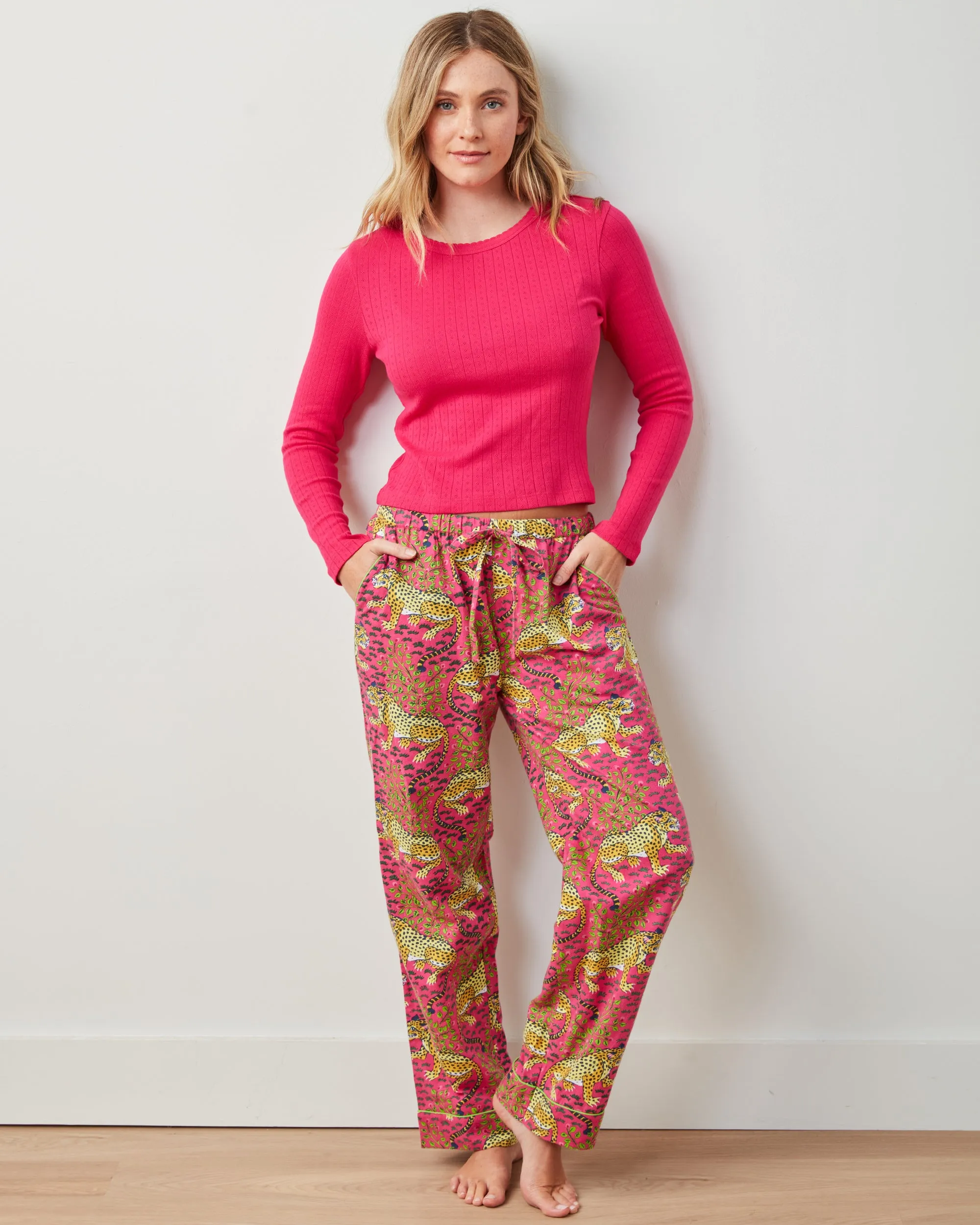 Bright Pink - Pointelle Long Sleeve - Shirt