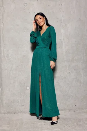 Brocade Wrap Maxi Dress Elegance