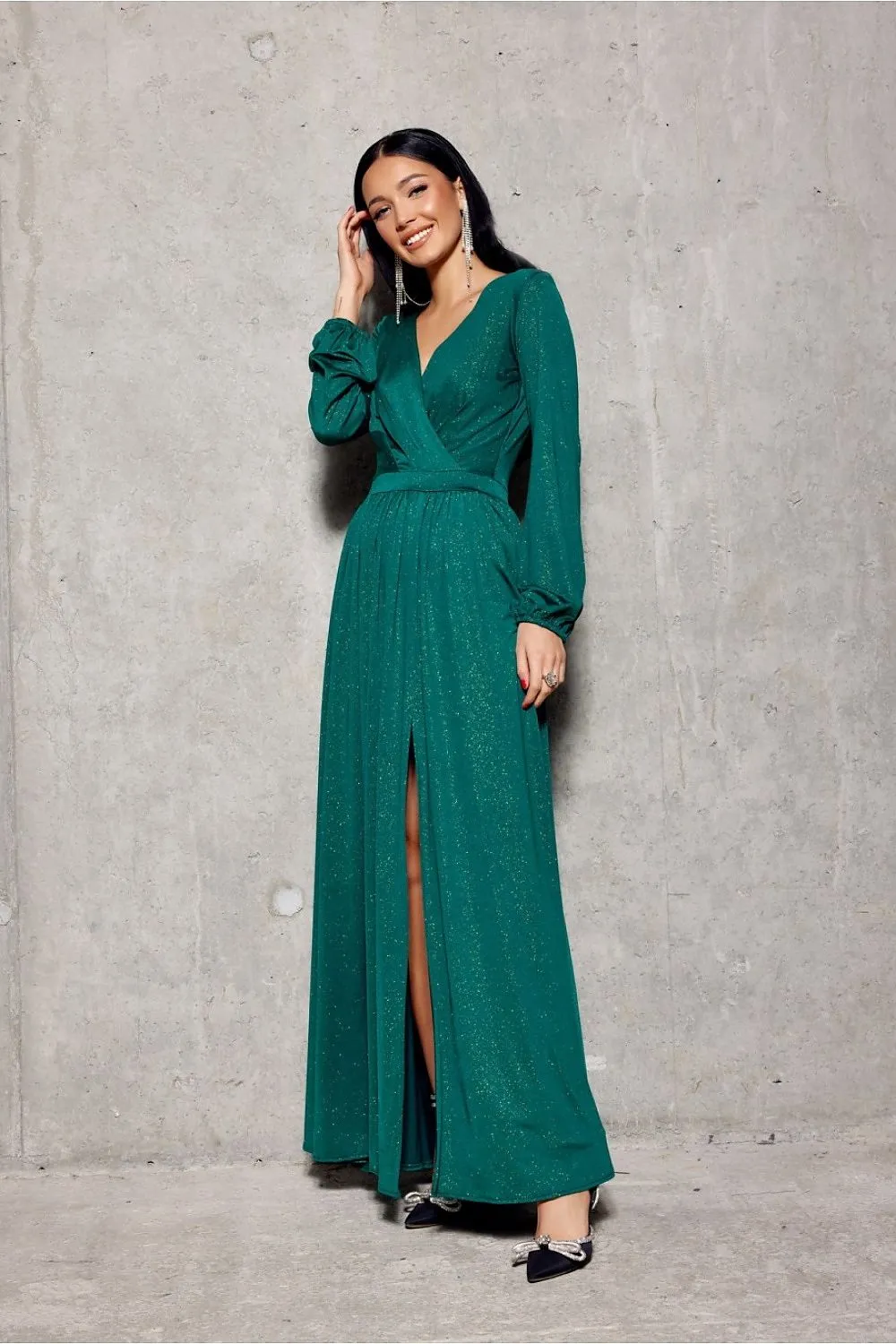 Brocade Wrap Maxi Dress Elegance
