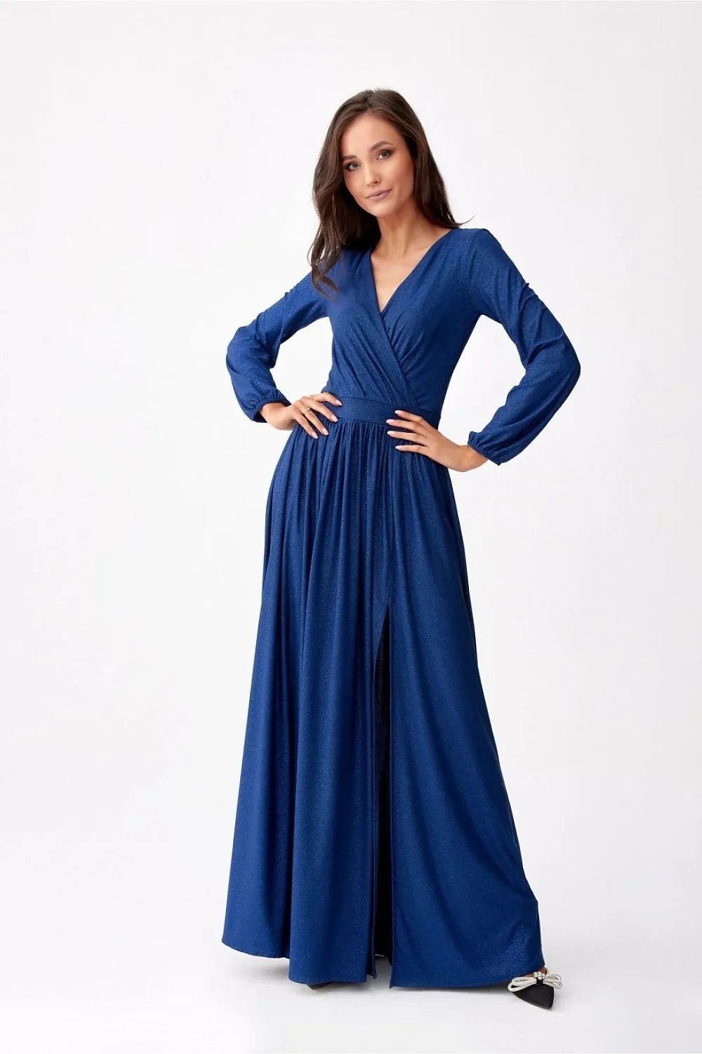 Brocade Wrap Maxi Dress Elegance