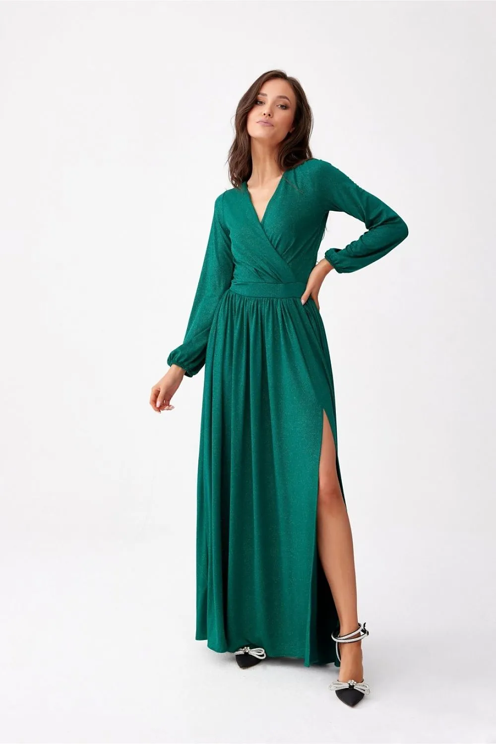 Brocade Wrap Maxi Dress Elegance