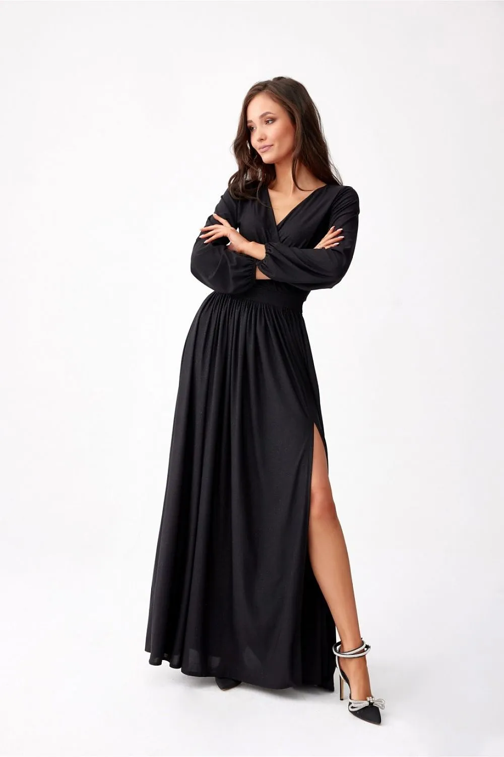 Brocade Wrap Maxi Dress Elegance