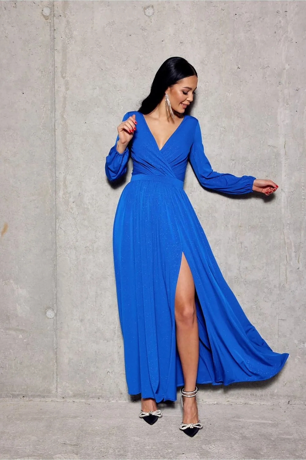 Brocade Wrap Maxi Dress Elegance