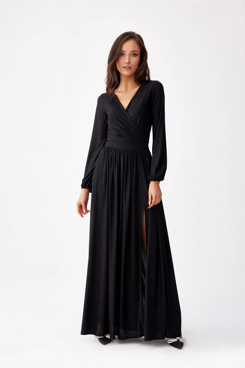 Brocade Wrap Maxi Dress Elegance