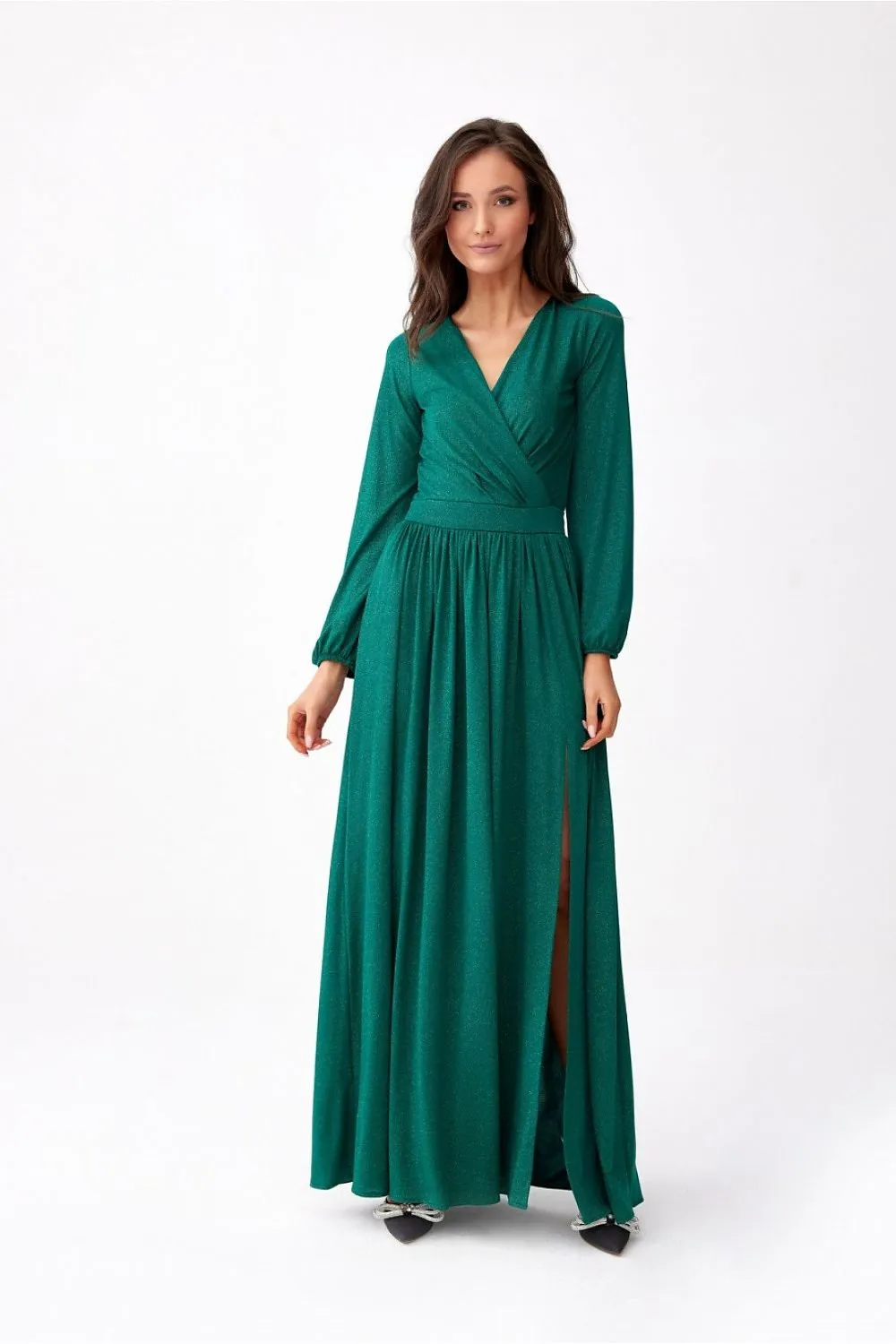 Brocade Wrap Maxi Dress Elegance